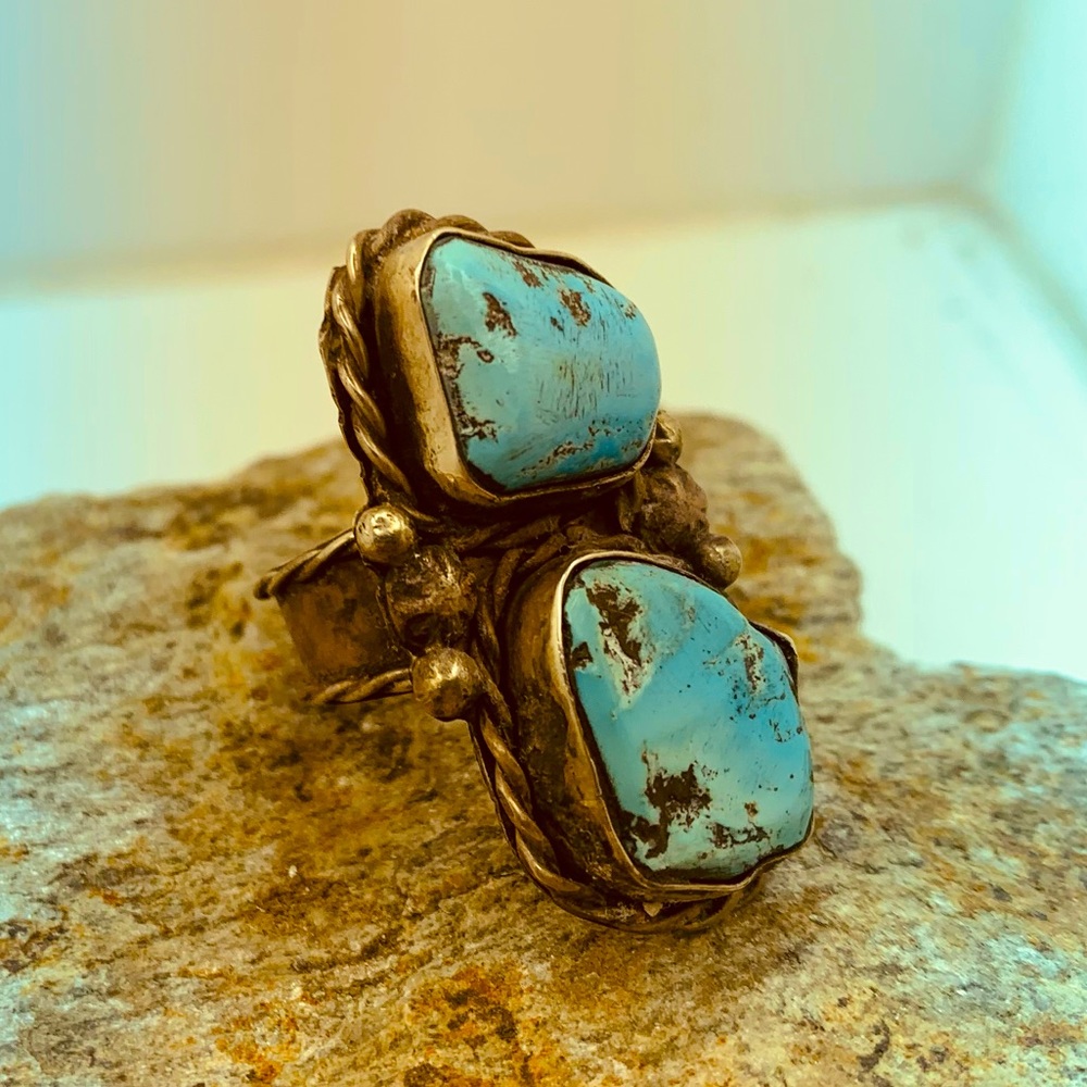 Native American sterling silver turquoise ring size 7.5